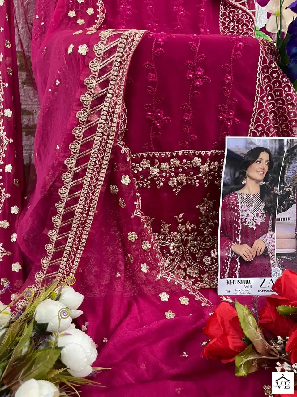 Zaha Khushbu Vol-5 Georgette Wholesale Designer Pakistani Suits Catalog — Wholesale Salwar Suits, MPA wholesale from Surat - Gallery Image 6