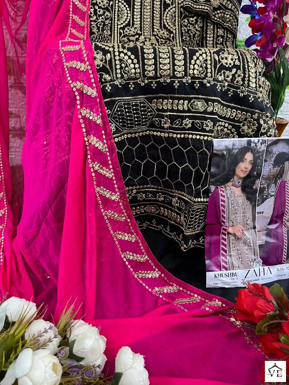 Zaha Khushbu Vol-5 Georgette Wholesale Designer Pakistani Suits Catalog — Wholesale Salwar Suits, MPA wholesale from Surat - Gallery Image 8
