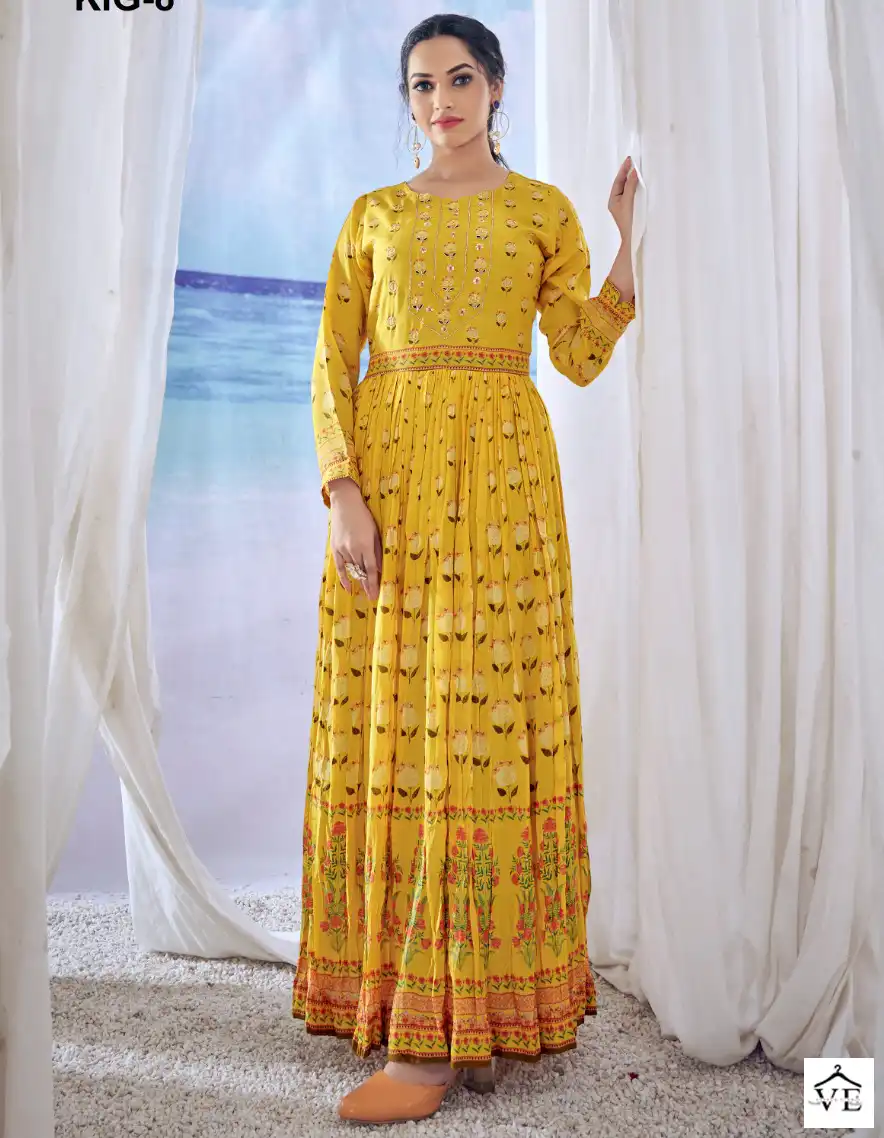 Amoha Kig Pure Viscose Muslin Wholesale Long Gowns Catalog — Wholesale Kurtis, MPA wholesale from Surat — view 1