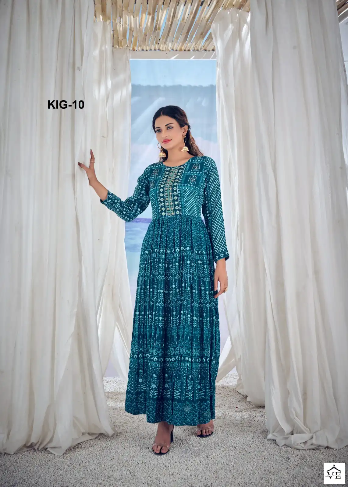 Amoha Kig Pure Viscose Muslin Wholesale Long Gowns Catalog — Wholesale Kurtis, MPA wholesale from Surat — view 7