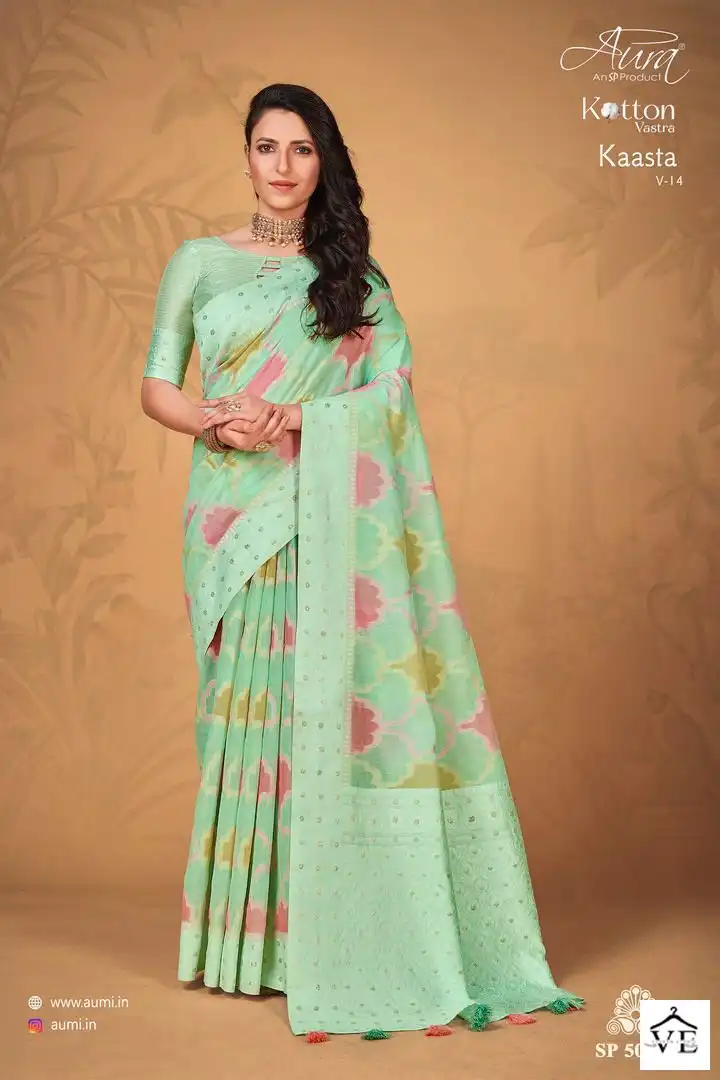 Aura Kaasta Vol 14 Cotton Wholesale Saree Catalog — Wholesale Sarees, MPA wholesale from Surat — view 4