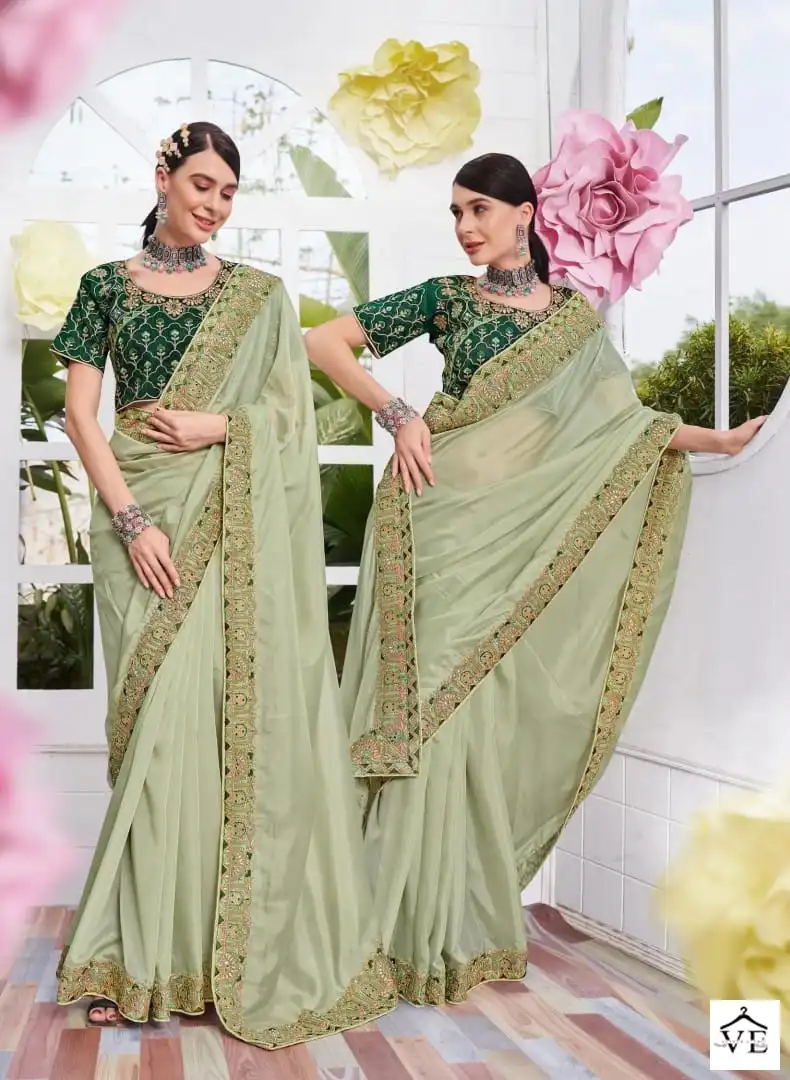 Kalista Noor Fancy Satin Organza Wholesale Designer Saree Catalog — Wholesale Sarees, MPA wholesale from Surat - Gallery Image 5