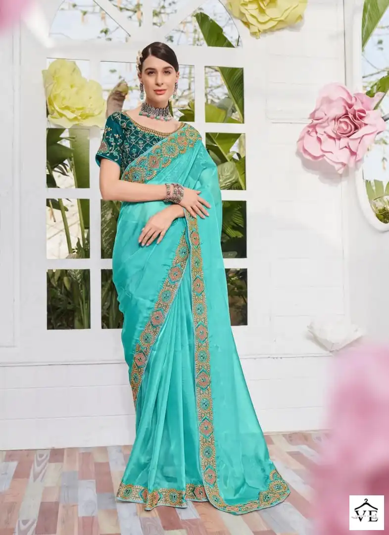 Kalista Noor Fancy Satin Organza Wholesale Designer Saree Catalog — Wholesale Sarees, MPA wholesale from Surat - Gallery Image 2