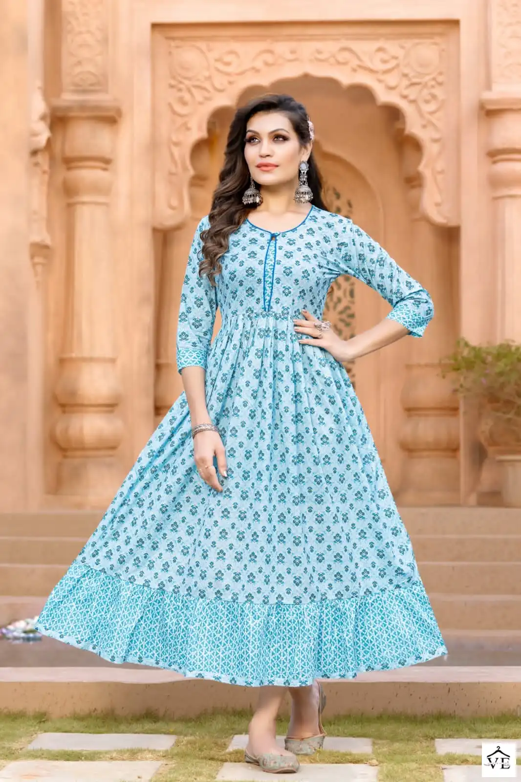 Hirwa Kalki 100% Cotton Cambric Wholesale Long Gown Catalog — Wholesale Kurtis, MPA wholesale from Surat - Gallery Image 4