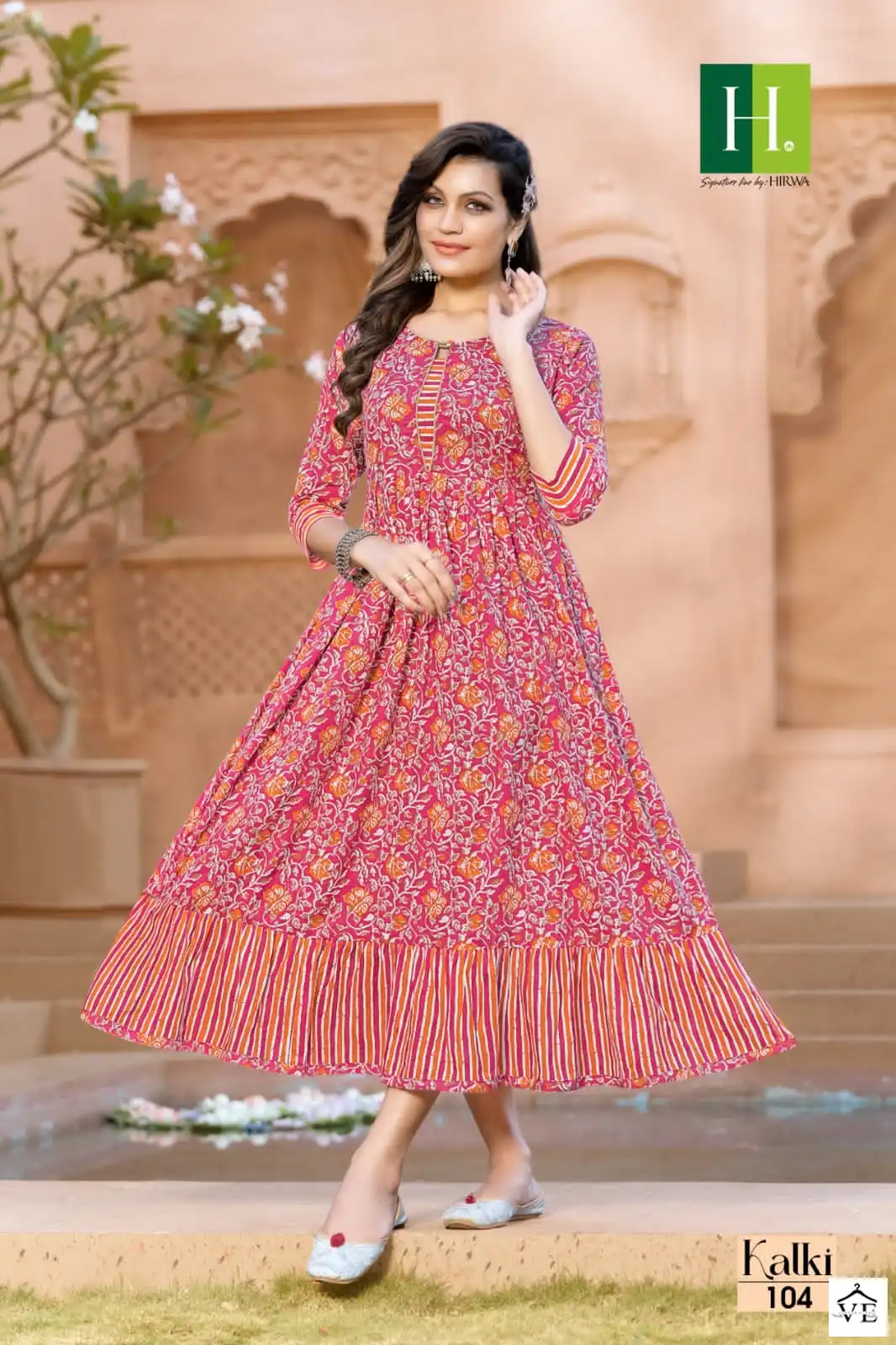 Hirwa Kalki 100% Cotton Cambric Wholesale Long Gown Catalog — Wholesale Kurtis, MPA wholesale from Surat - Gallery Image 5