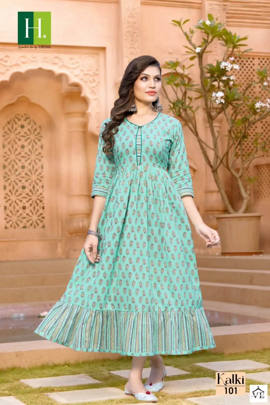 Hirwa Kalki 100% Cotton Cambric Wholesale Long Gown Catalog — Wholesale Kurtis, MPA wholesale from Surat - Gallery Image 2