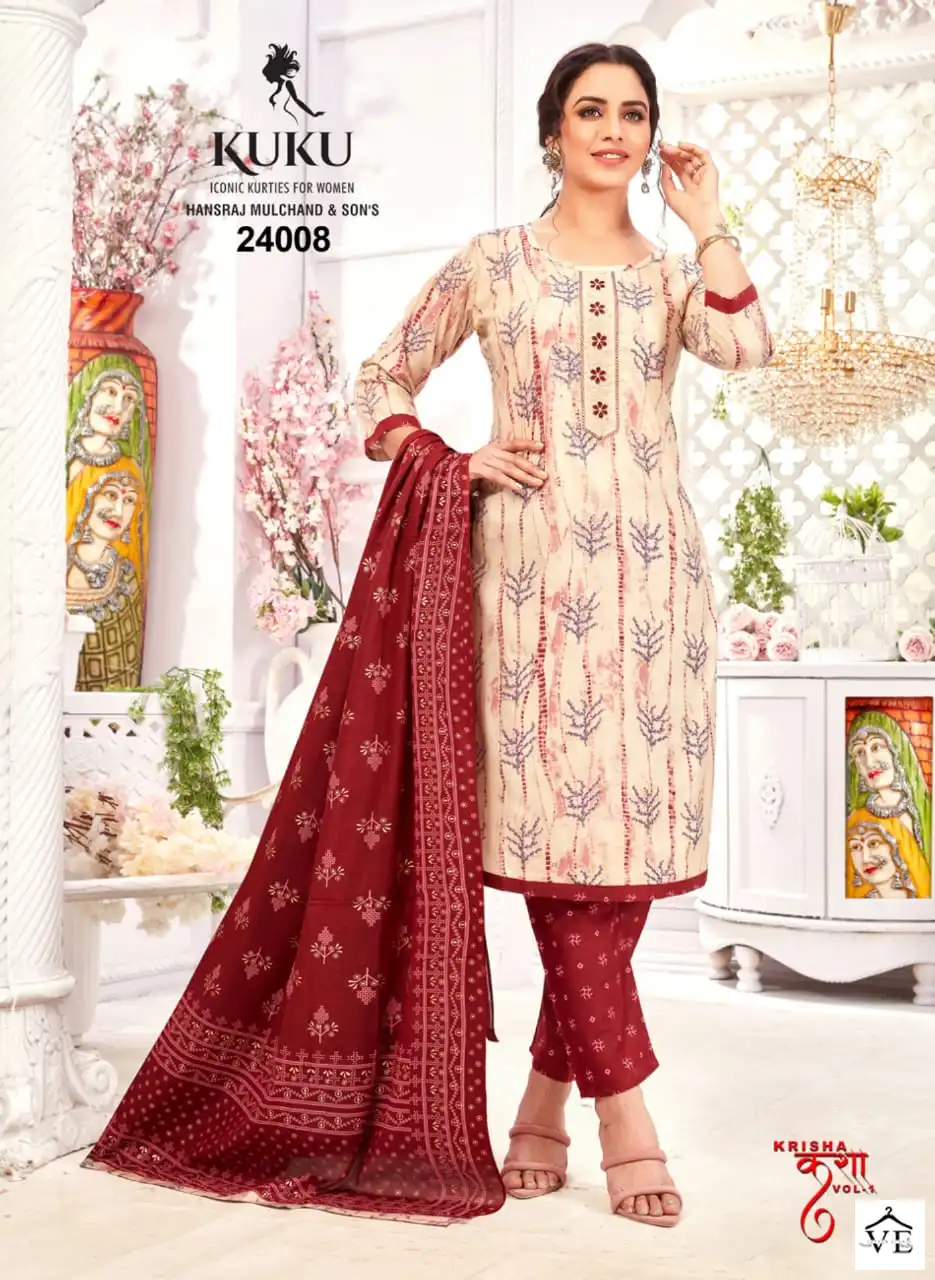 Vardan Ethnic Krisha Pure Cotton Wholesale Readymade Suits Catalog — Wholesale Salwar Suits, MPA wholesale from Surat - Gallery Image 7