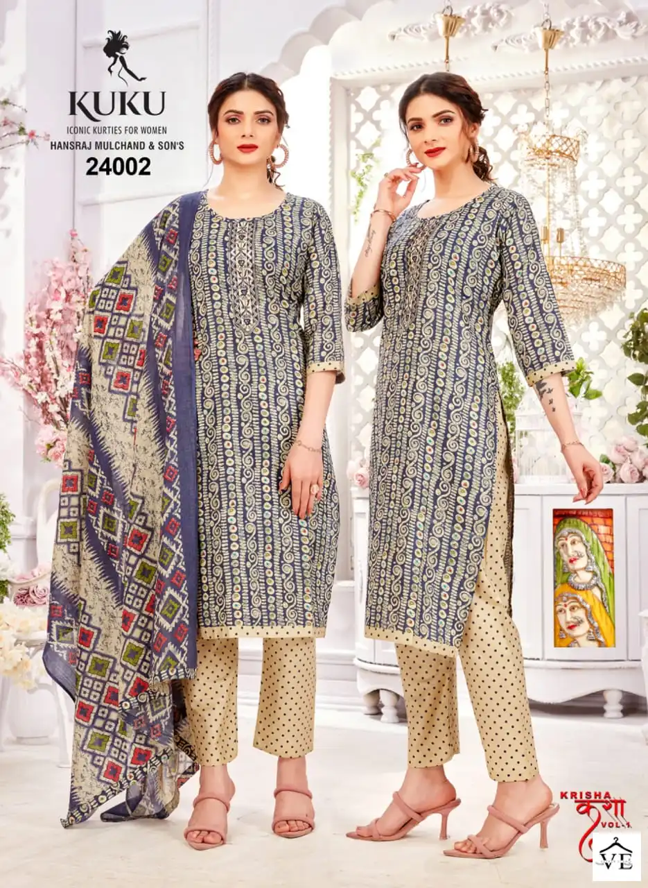 Vardan Ethnic Krisha Pure Cotton Wholesale Readymade Suits Catalog — Wholesale Salwar Suits, MPA wholesale from Surat - Gallery Image 2
