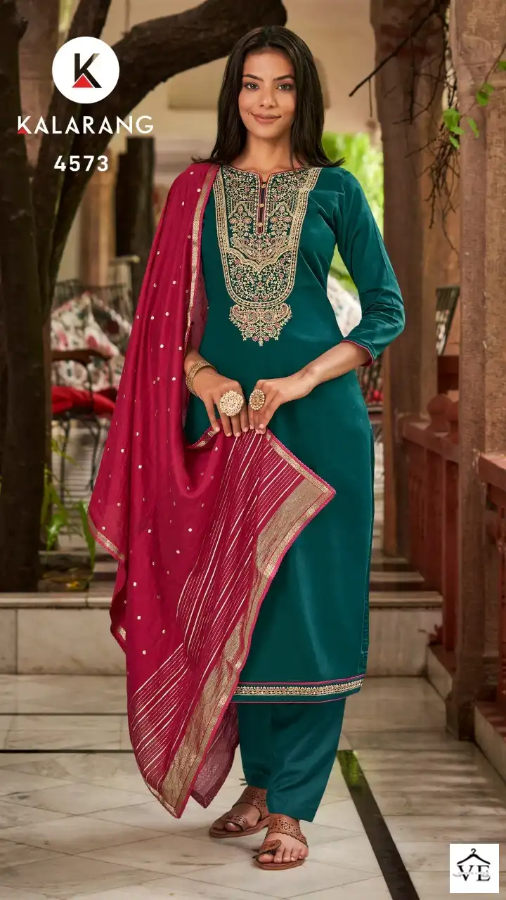 Kalarang Ladli Jam Silk Wholesale Salwar Suit Catalog — Wholesale Salwar Suits, MPA wholesale from Surat - Gallery Image 2
