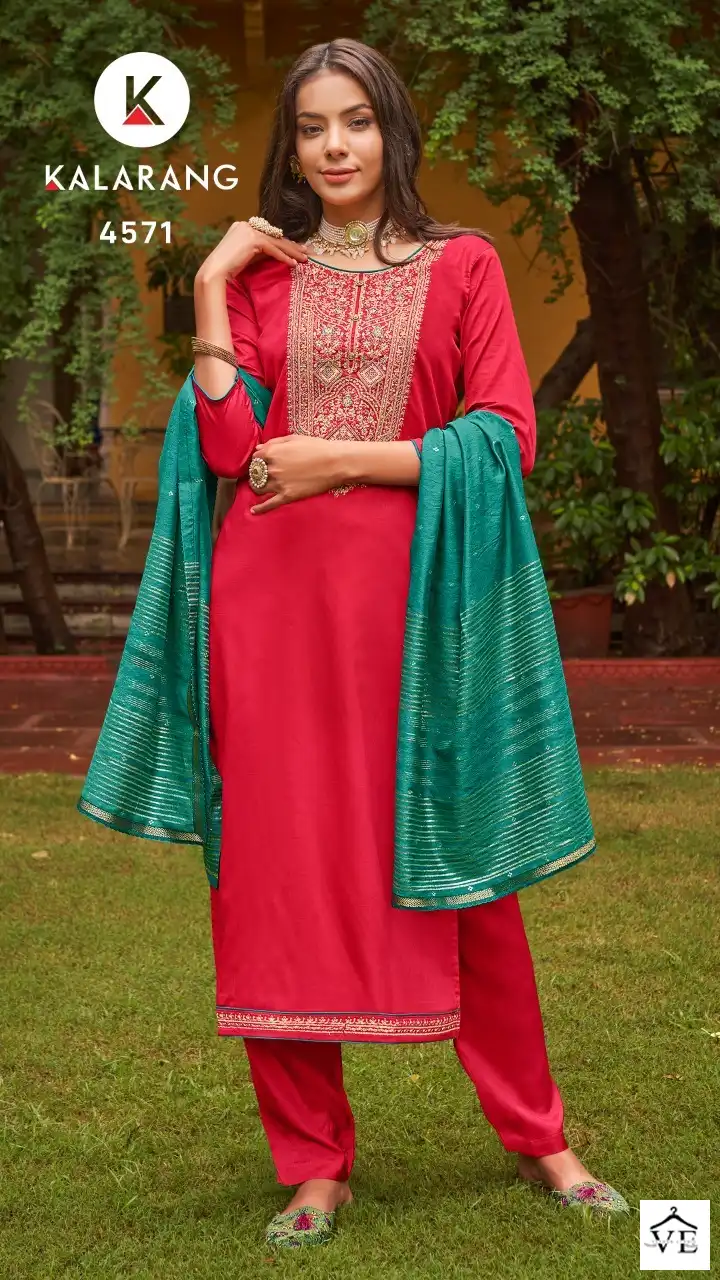 Kalarang Ladli Jam Silk Wholesale Salwar Suit Catalog — Wholesale Salwar Suits, MPA wholesale from Surat - Gallery Image 3