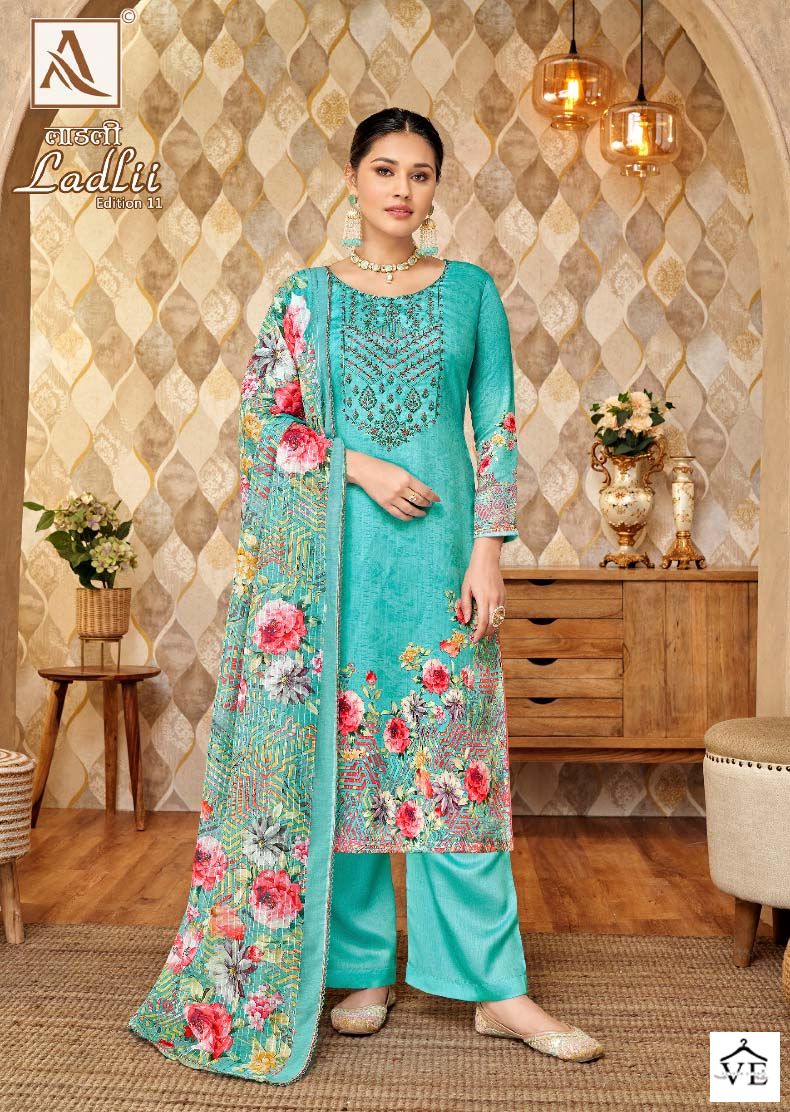 Alok Suits Ladlii Edition Vol 11 Cotton Wholesale Salwar Suit Catalog — Wholesale Salwar Suits, MPA wholesale from Surat — view 2