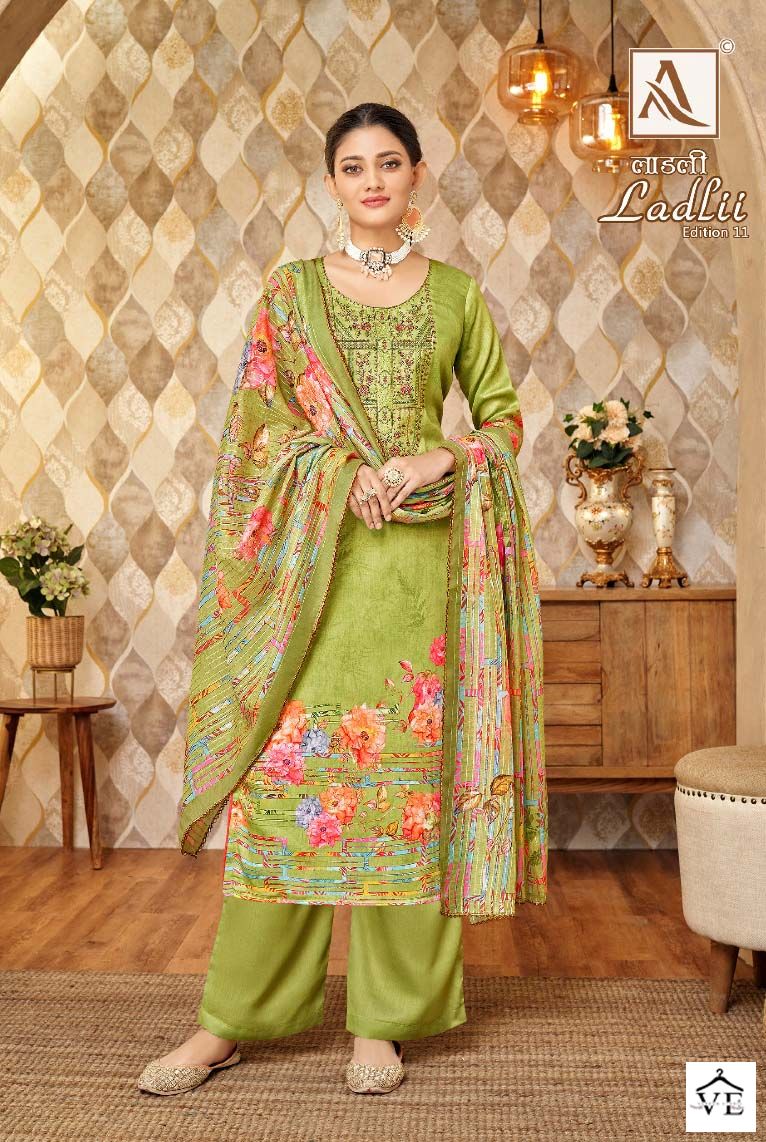 Alok Suits Ladlii Edition Vol 11 Cotton Wholesale Salwar Suit Catalog — Wholesale Salwar Suits, MPA wholesale from Surat — view 3