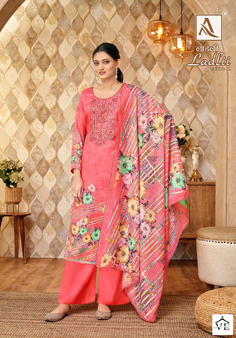 Alok Suits Ladlii Edition Vol 11 Cotton Wholesale Salwar Suit Catalog — Wholesale Salwar Suits, MPA wholesale from Surat — view 5