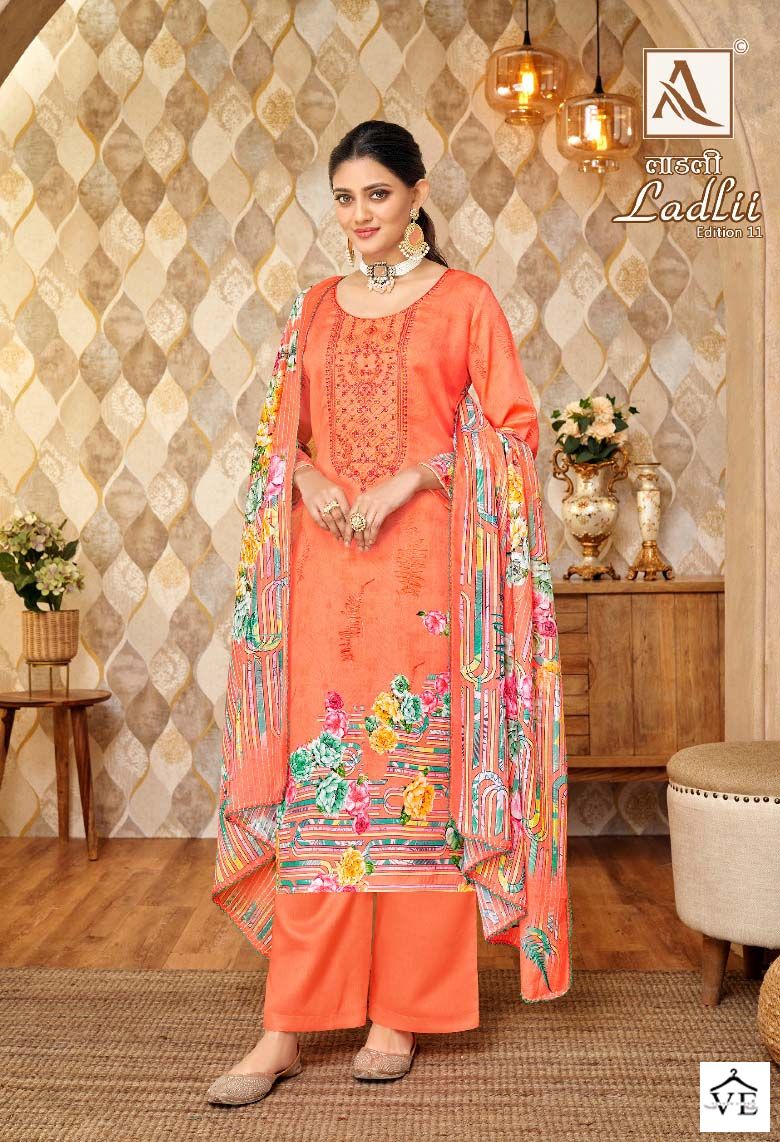 Alok Suits Ladlii Edition Vol 11 Cotton Wholesale Salwar Suit Catalog — Wholesale Salwar Suits, MPA wholesale from Surat — view 7