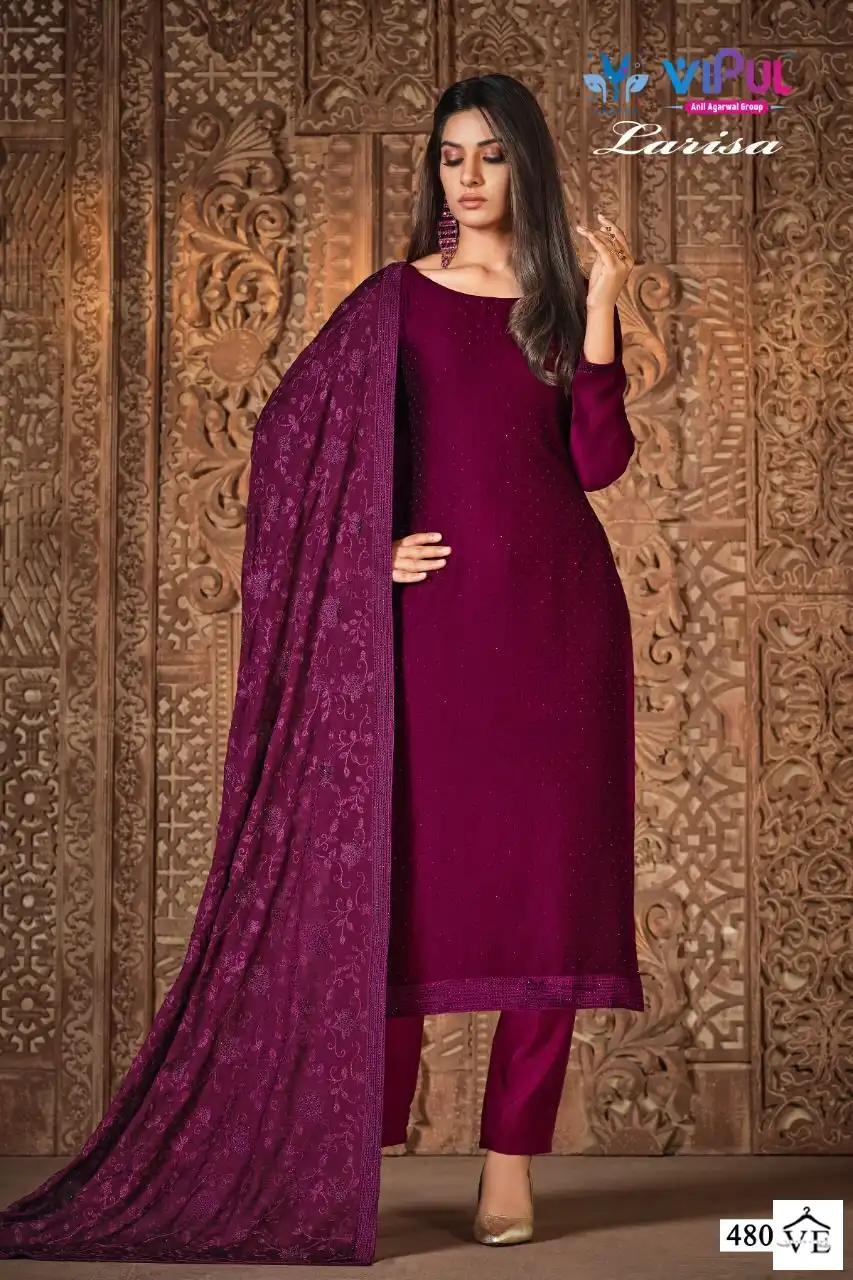 Vipul Larissa Two Tone Geo Wholesale Designer Suits Catalog — Wholesale Salwar Suits, MPA wholesale from Surat - Gallery Image 3