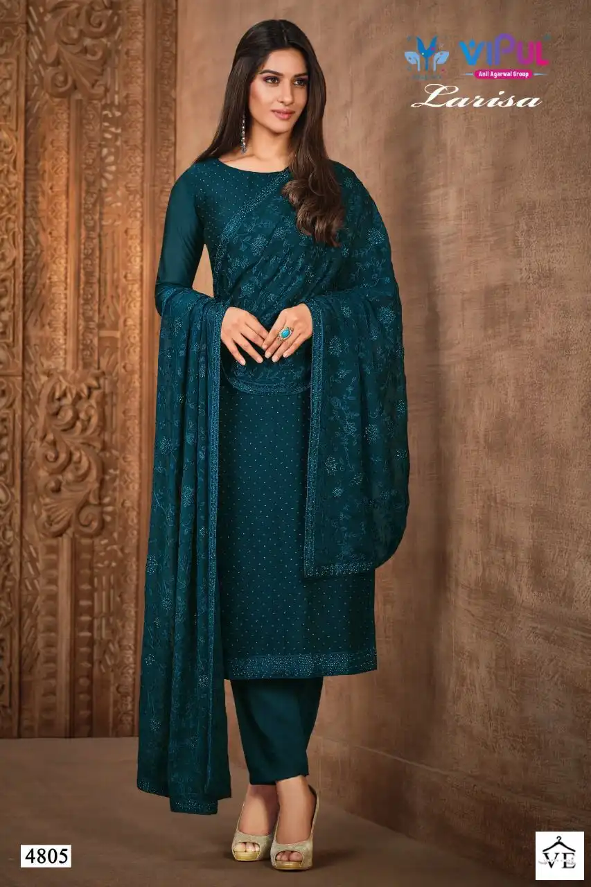 Vipul Larissa Two Tone Geo Wholesale Designer Suits Catalog — Wholesale Salwar Suits, MPA wholesale from Surat - Gallery Image 5
