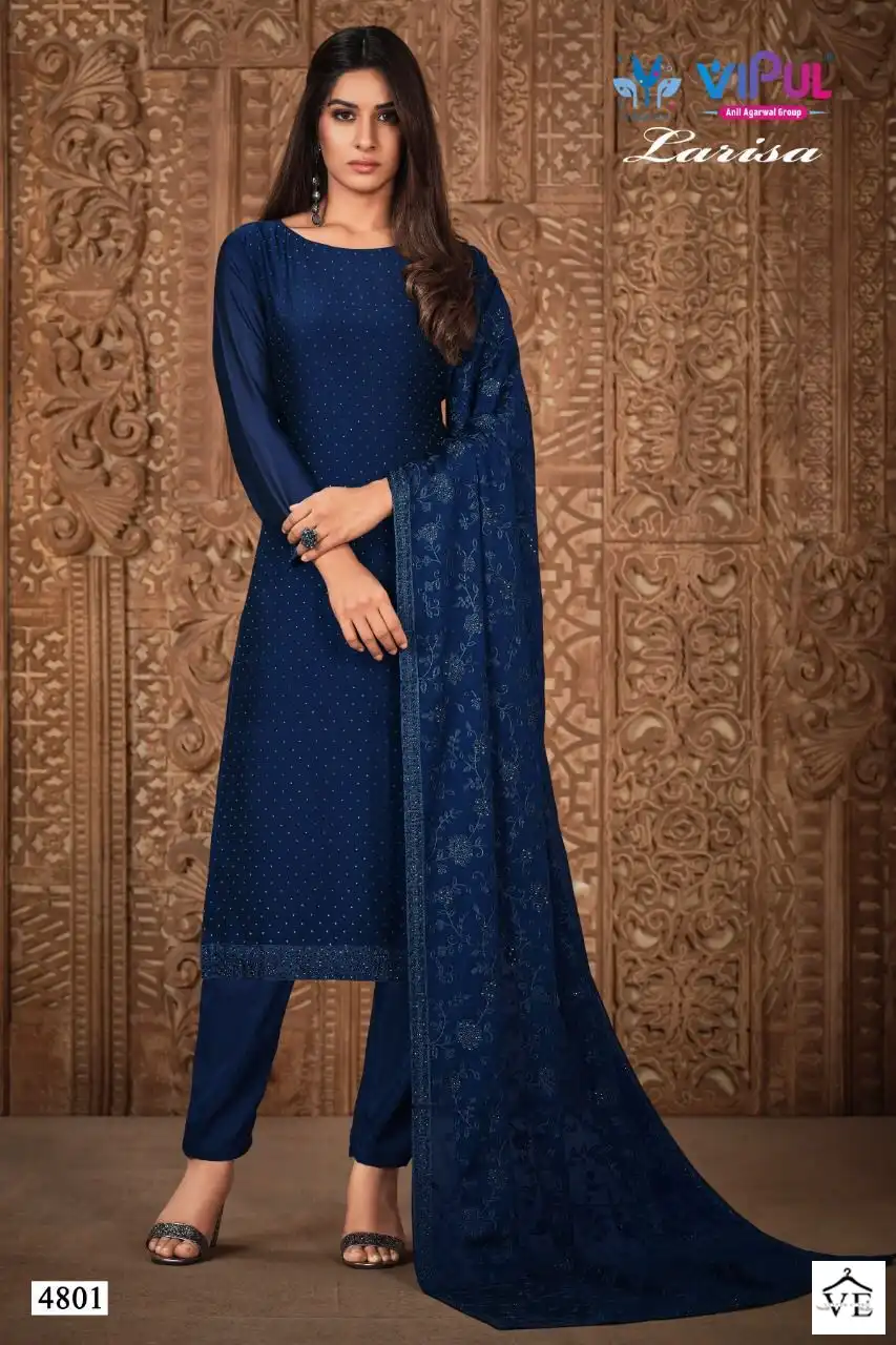 Vipul Larissa Two Tone Geo Wholesale Designer Suits Catalog — Wholesale Salwar Suits, MPA wholesale from Surat - Gallery Image 2