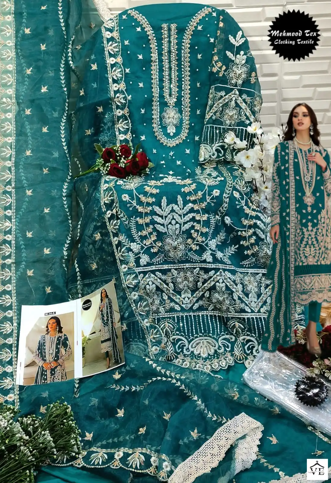 Mehmood Tex M-24 Organza Wholesale Pakistani Suit Catalog - Image 7