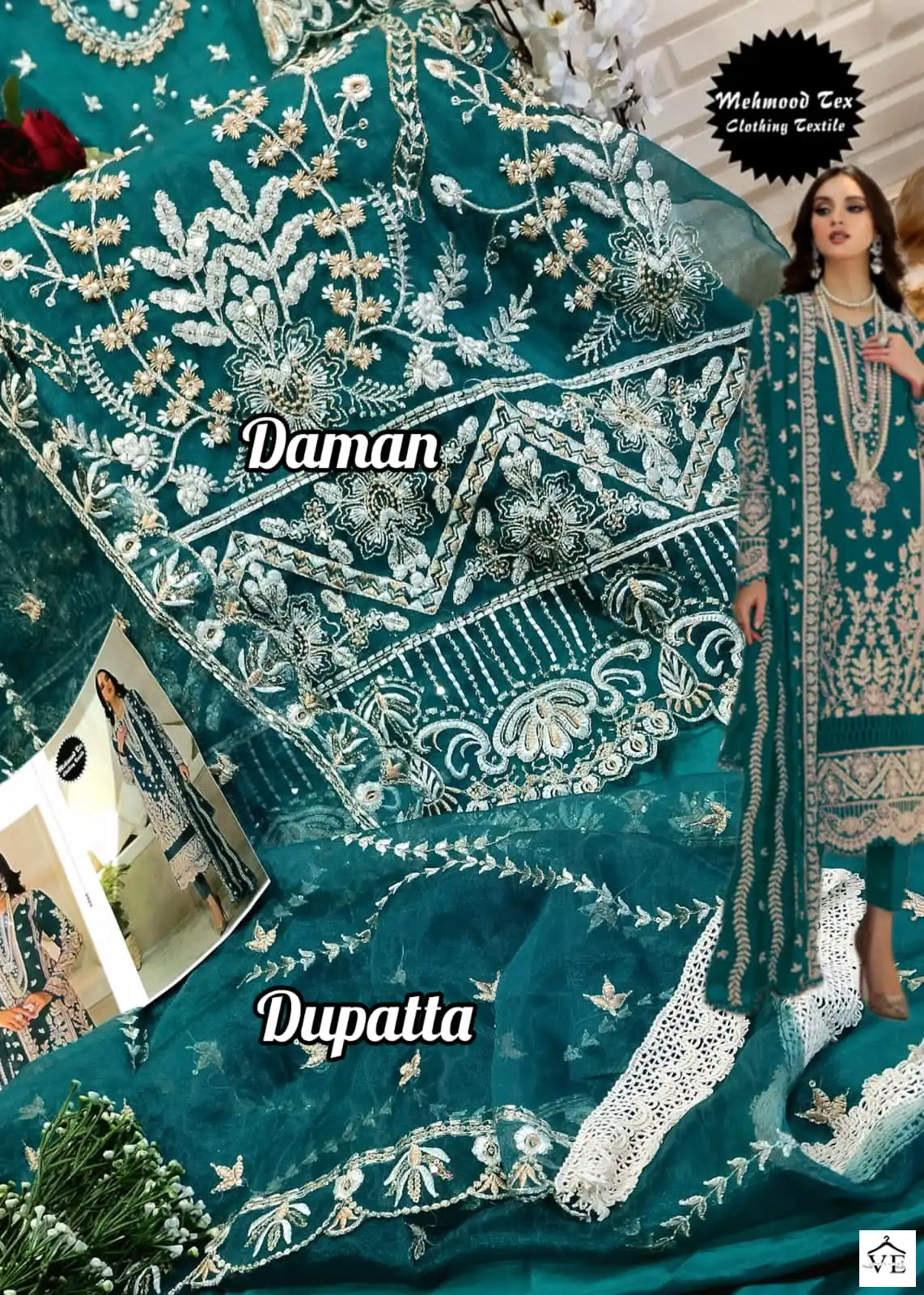 Mehmood Tex M-24 Organza Wholesale Pakistani Suit Catalog - Image 8