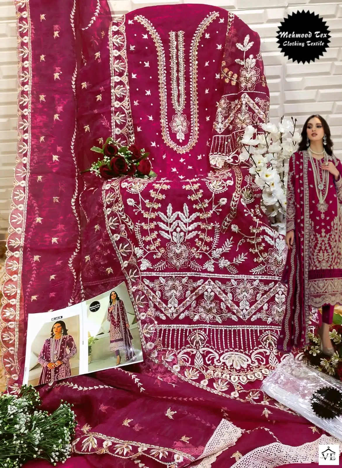 Mehmood Tex M-24 Organza Wholesale Pakistani Suit Catalog - Image 3