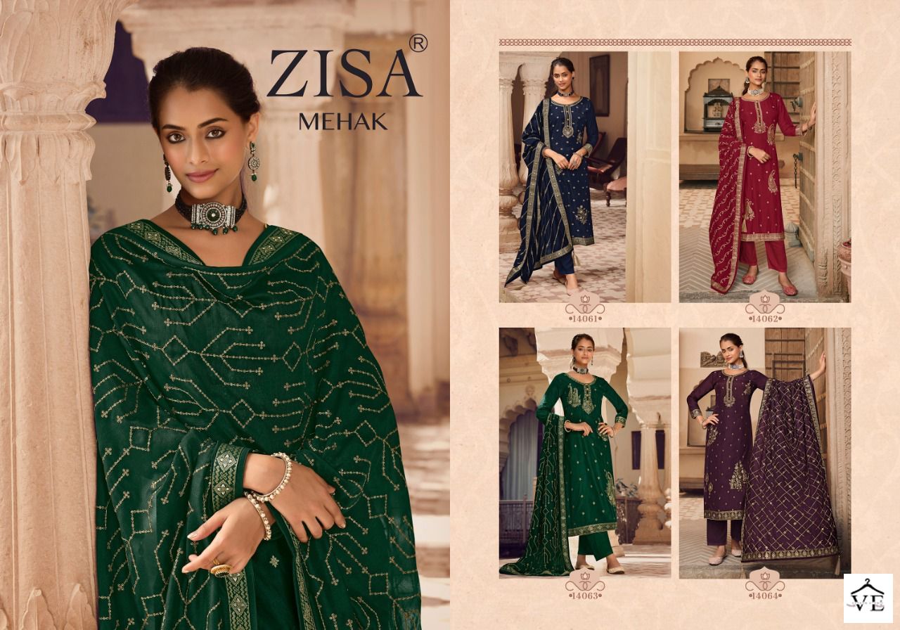 Zisa Mehak Jacquard Wholesale Designer Salwar Suit catalog — Wholesale Salwar Suits, MPA wholesale from Surat — view 5