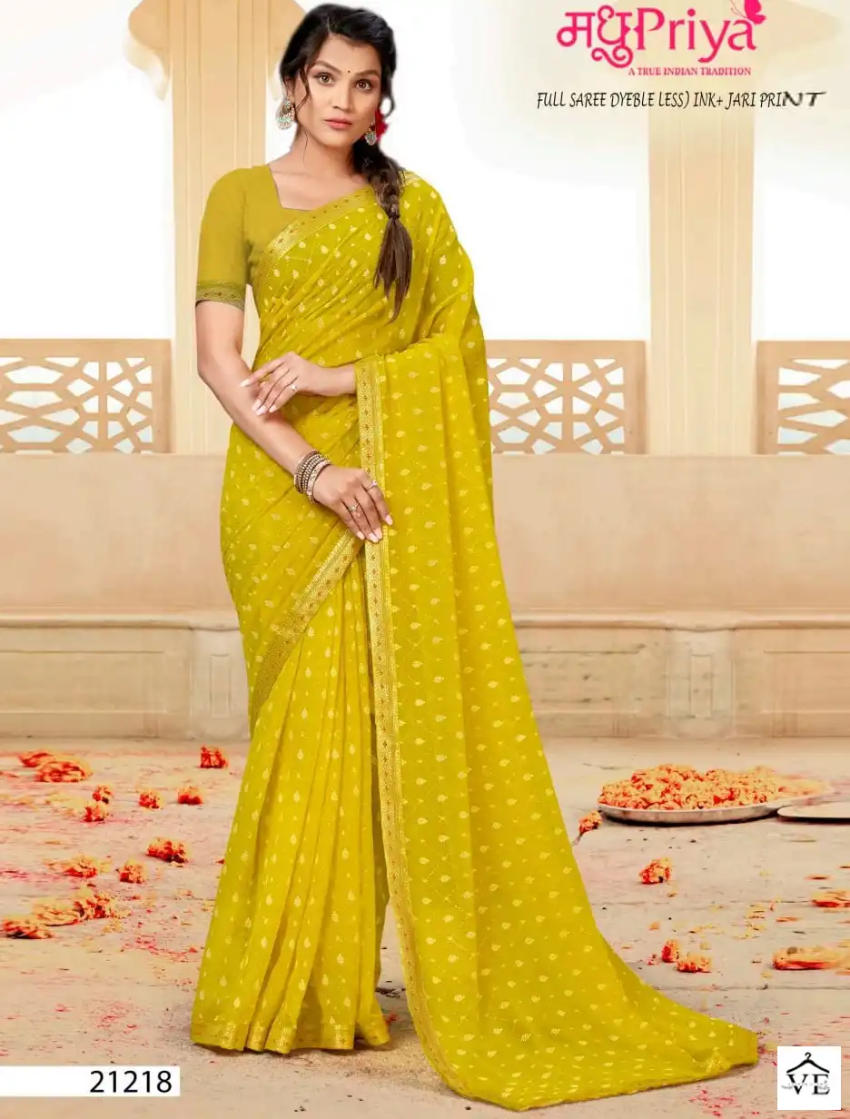 Madhupriya Mukti Vol 3 60 Gm Chiffon Wholesale Saree Catalog — Wholesale Sarees, MPA wholesale from Surat — view 1