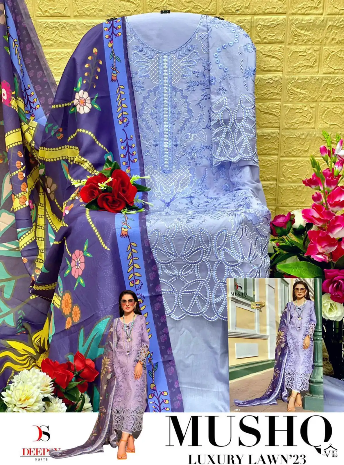 Deepsy Suits Mushq Embroidered Collection-23 Pure Cambric Cotton Wholesale Pakistani Suit Catalog — Wholesale Salwar Suits, MPA wholesale from Surat - Gallery Image 8