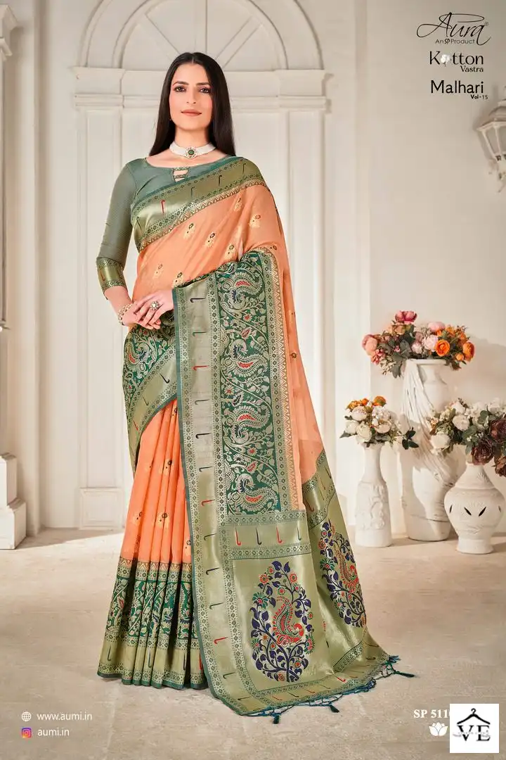 Aura Malhari Vol 15 Cotton Wholesale Saree Catalog — Wholesale Sarees, MPA wholesale from Surat — view 5