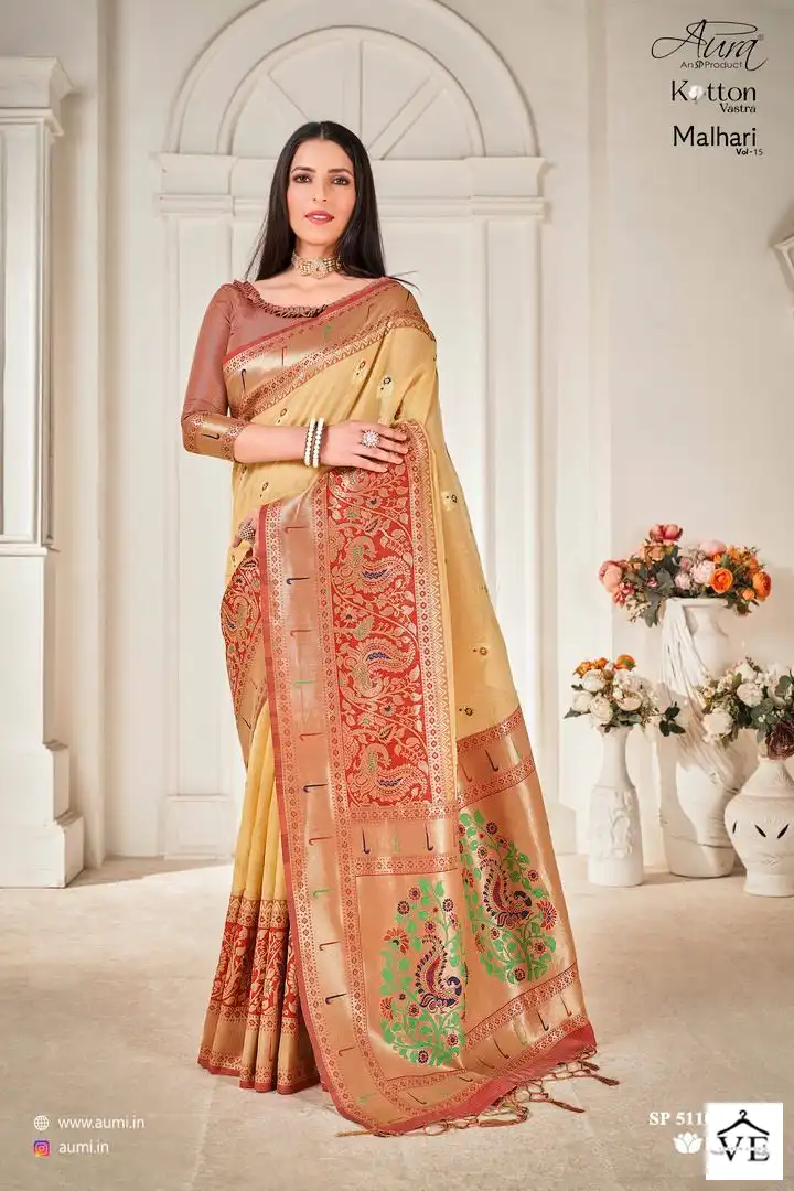 Aura Malhari Vol 15 Cotton Wholesale Saree Catalog — Wholesale Sarees, MPA wholesale from Surat — view 6