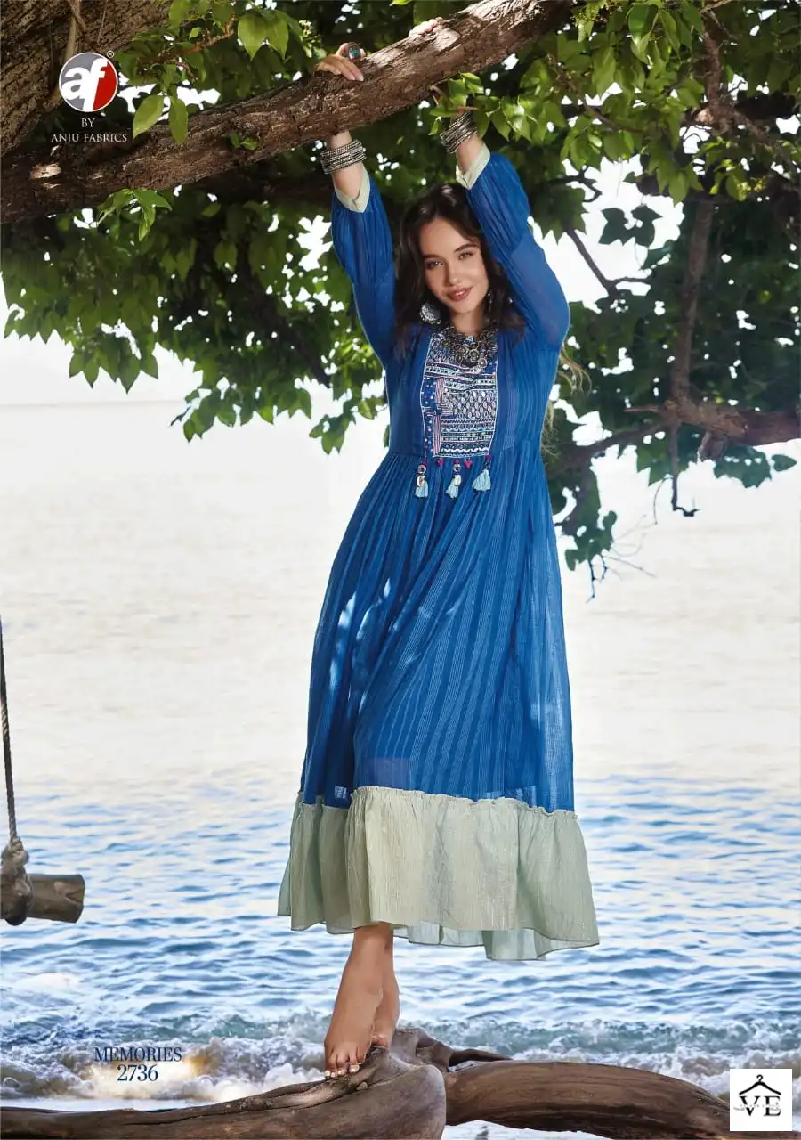 Anju Fabrics Memories Vol 3 Mal Cotton Wholesale Gown Catalog — Wholesale Kurtis, MPA wholesale from Surat — view 4