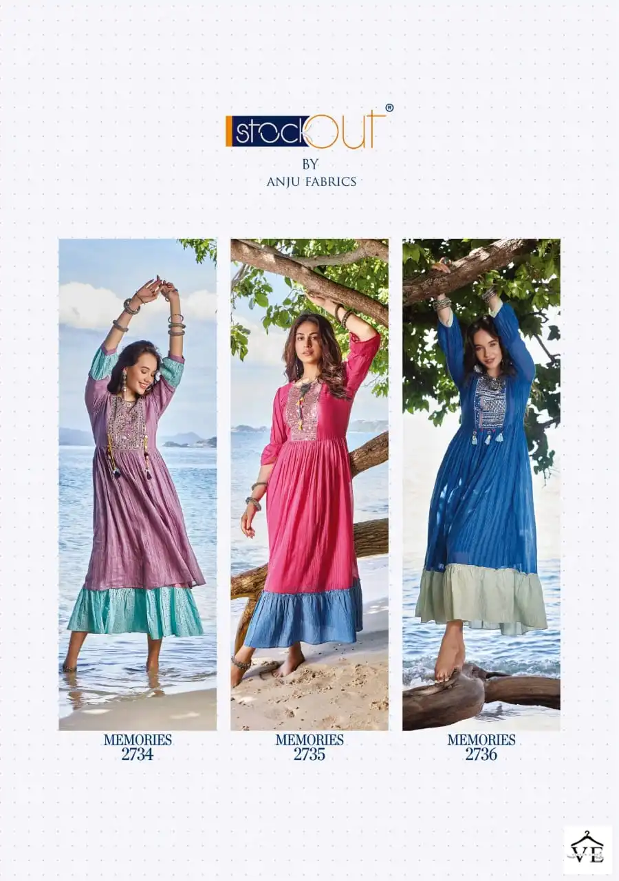 Anju Fabrics Memories Vol 3 Mal Cotton Wholesale Gown Catalog — Wholesale Kurtis, MPA wholesale from Surat — view 8