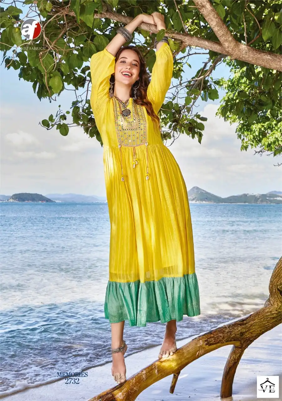 Anju Fabrics Memories Vol 3 Mal Cotton Wholesale Gown Catalog — Wholesale Kurtis, MPA wholesale from Surat — view 5