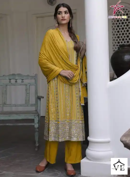 Hoor Tex Mishaal-8025 Hevy Georgette Wholesale Pakistani Suit Catalog — Wholesale Salwar Suits, MPA wholesale from Surat — view 1