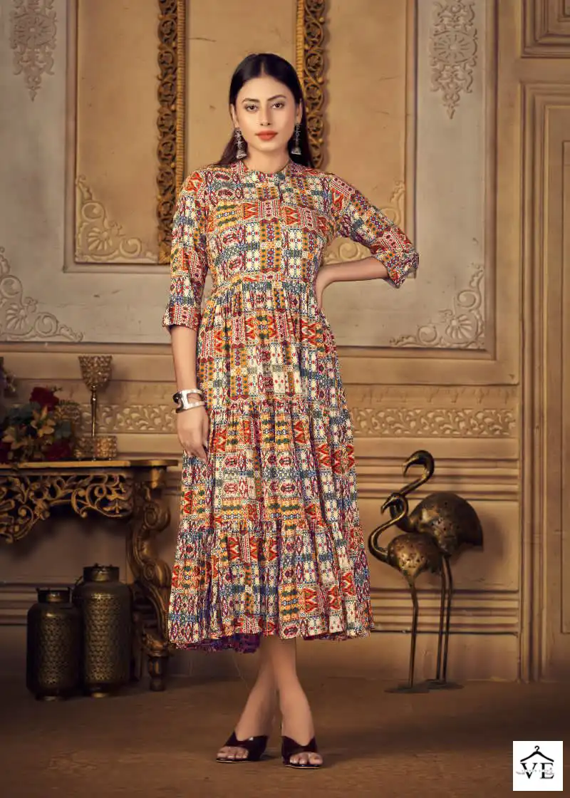 Vouch Miswa Heavy Pure Rayon Wholesale Tunics Catalog — Wholesale Kurtis, MPA wholesale from Surat - Gallery Image 2