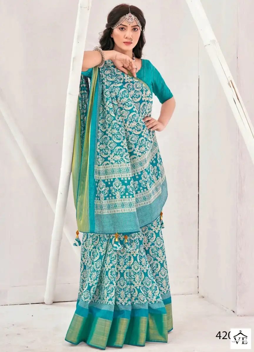 5D Designer Nancy Cottan Jari Wholesale Saree Catalog — Wholesale Sarees, MPA wholesale from Surat — view 1