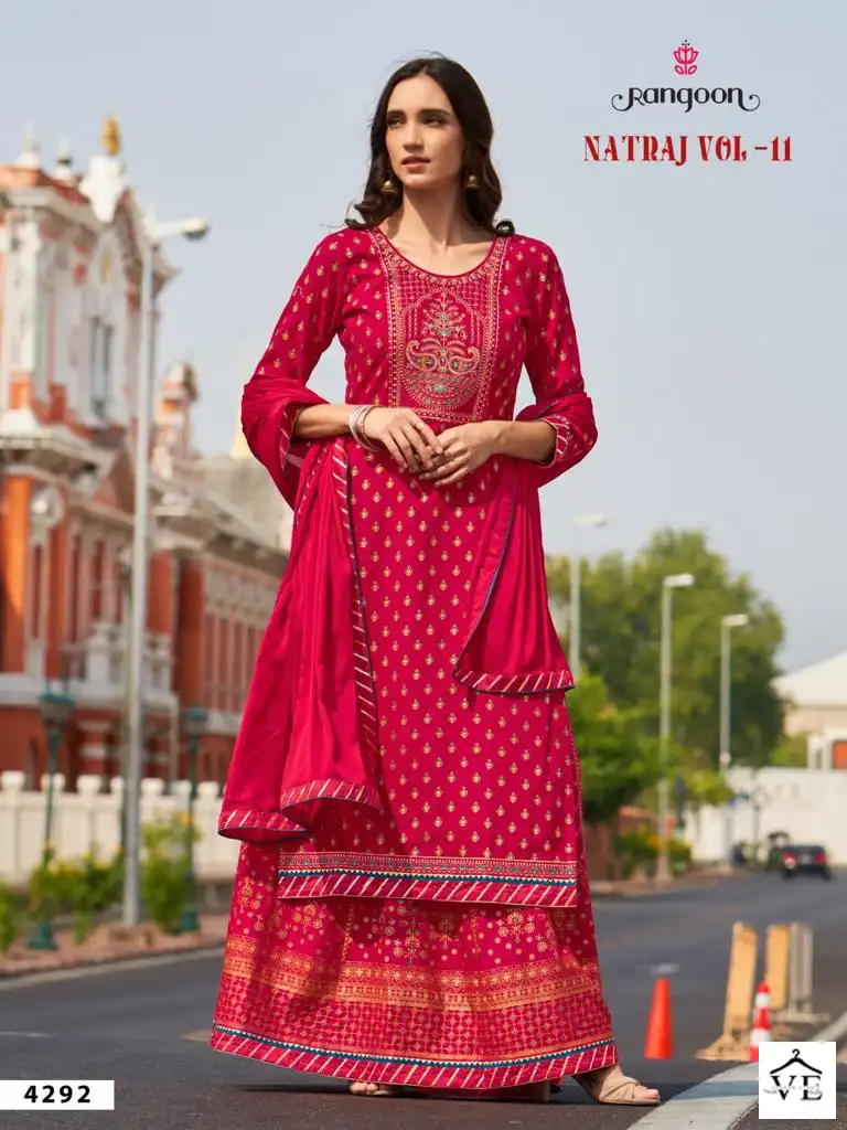 Rangoon Natraj Vol-11 Heavy Rayon Wholesale Readymade Salwar Suit Catalog — Wholesale Salwar Suits, MPA wholesale from Surat - Gallery Image 4