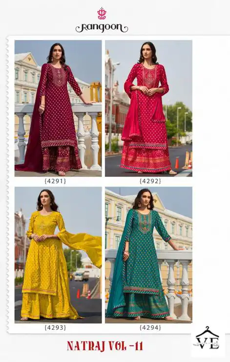 Rangoon Natraj Vol-11 Heavy Rayon Wholesale Readymade Salwar Suit Catalog — Wholesale Salwar Suits, MPA wholesale from Surat — view 5