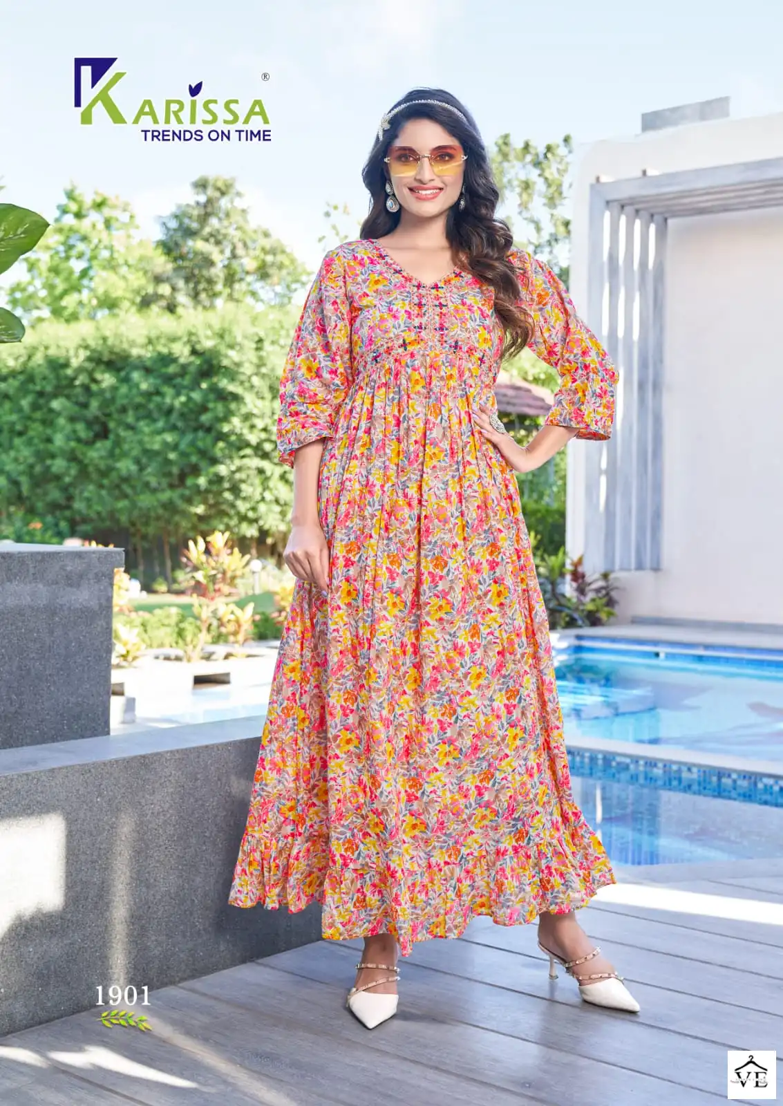 Karissa Niharika Premium Heavy Mal Mal Cotton Wholesale Gown Catalog — Wholesale Kurtis, MPA wholesale from Surat — view 5