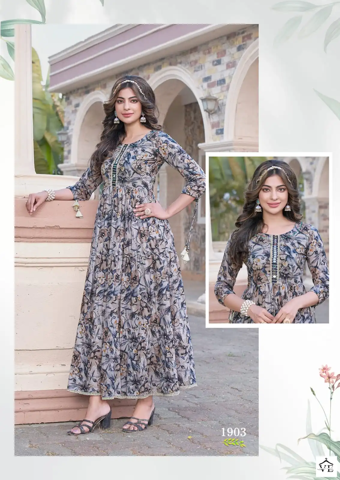 Karissa Niharika Premium Heavy Mal Mal Cotton Wholesale Gown Catalog — Wholesale Kurtis, MPA wholesale from Surat — view 2