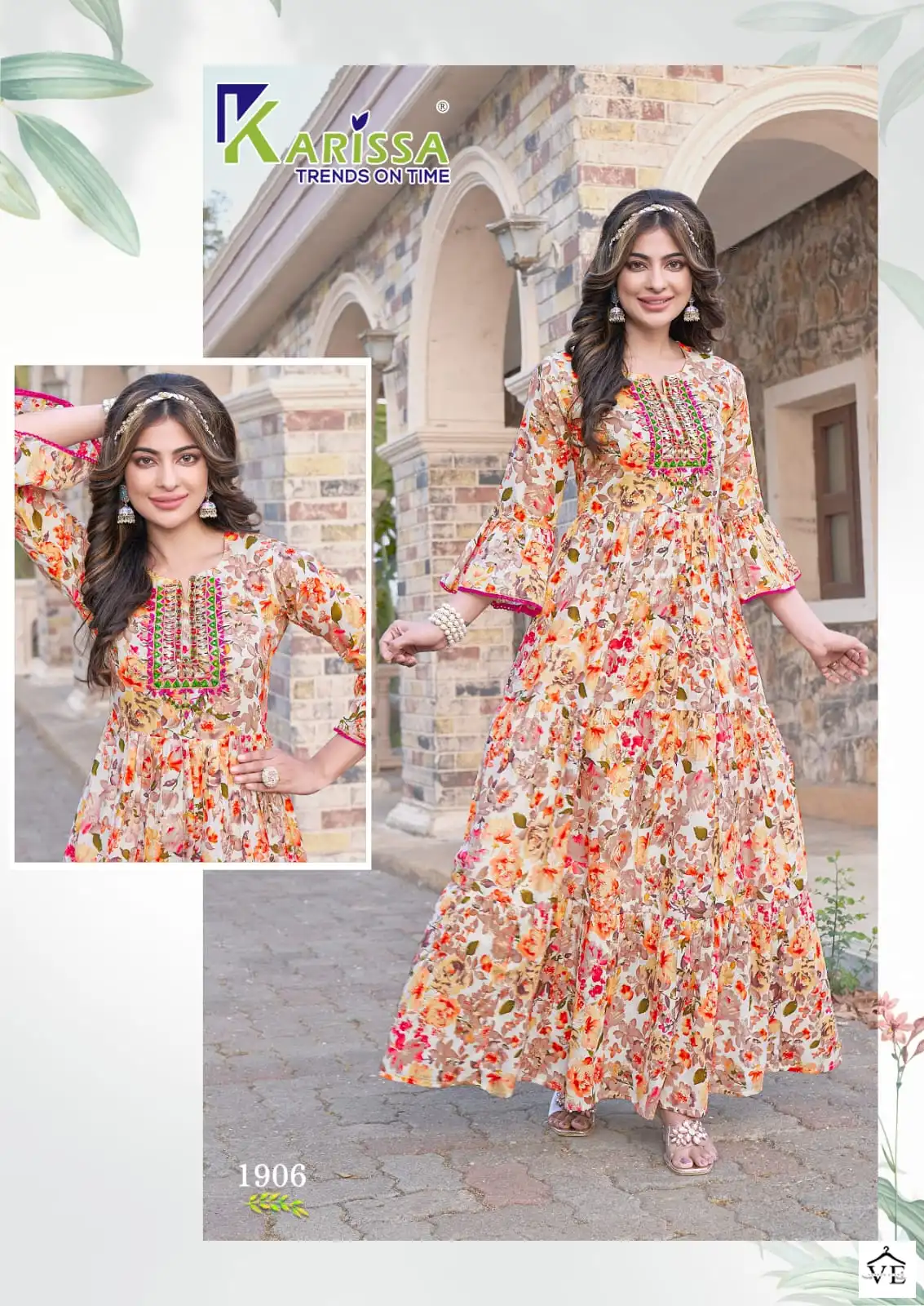 Karissa Niharika Premium Heavy Mal Mal Cotton Wholesale Gown Catalog — Wholesale Kurtis, MPA wholesale from Surat — view 4