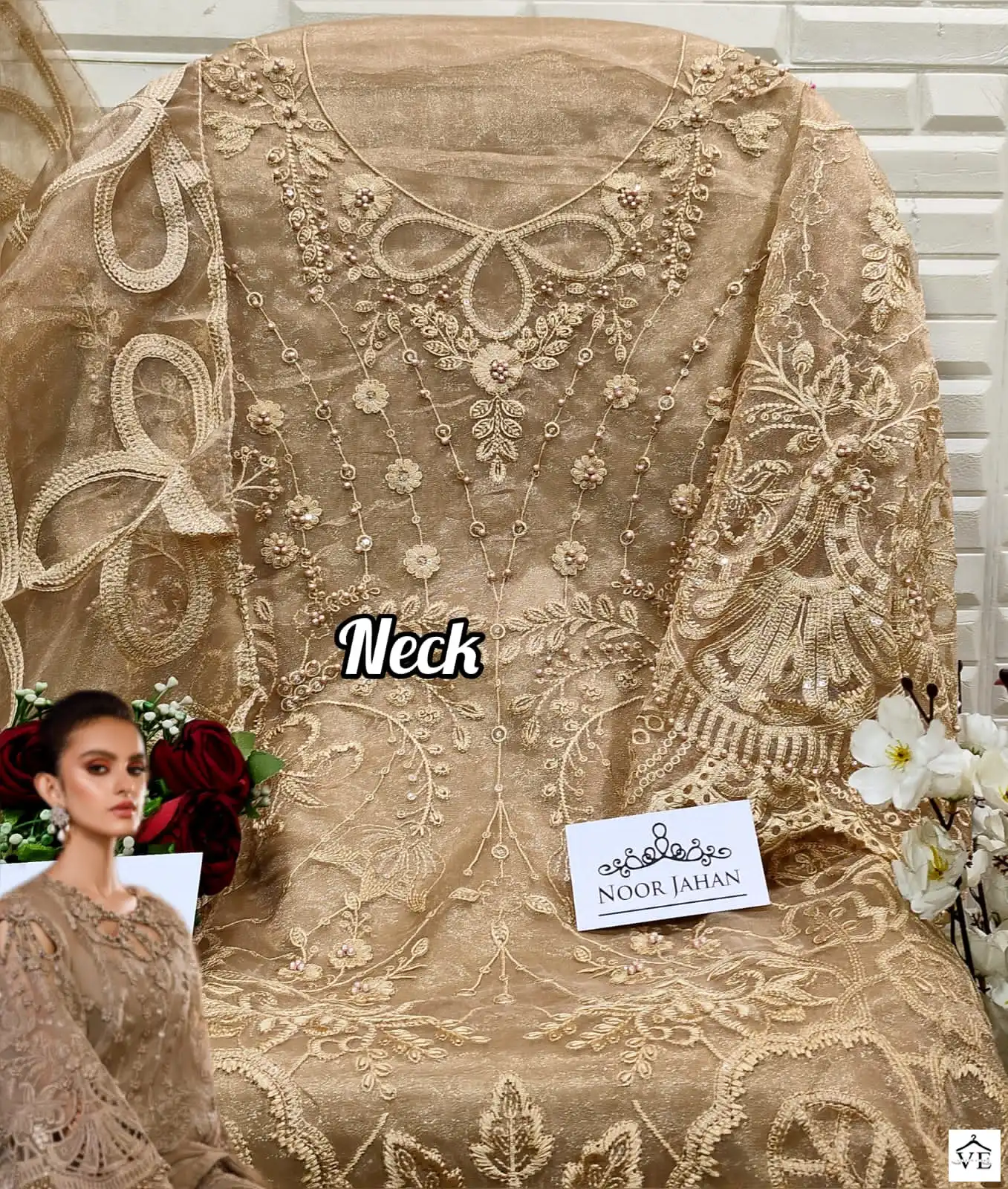 Noor Jahan Nj 05 Organza Wholesale Pakistani Suit — Wholesale Salwar Suits, MPA wholesale from Surat - Gallery Image 2