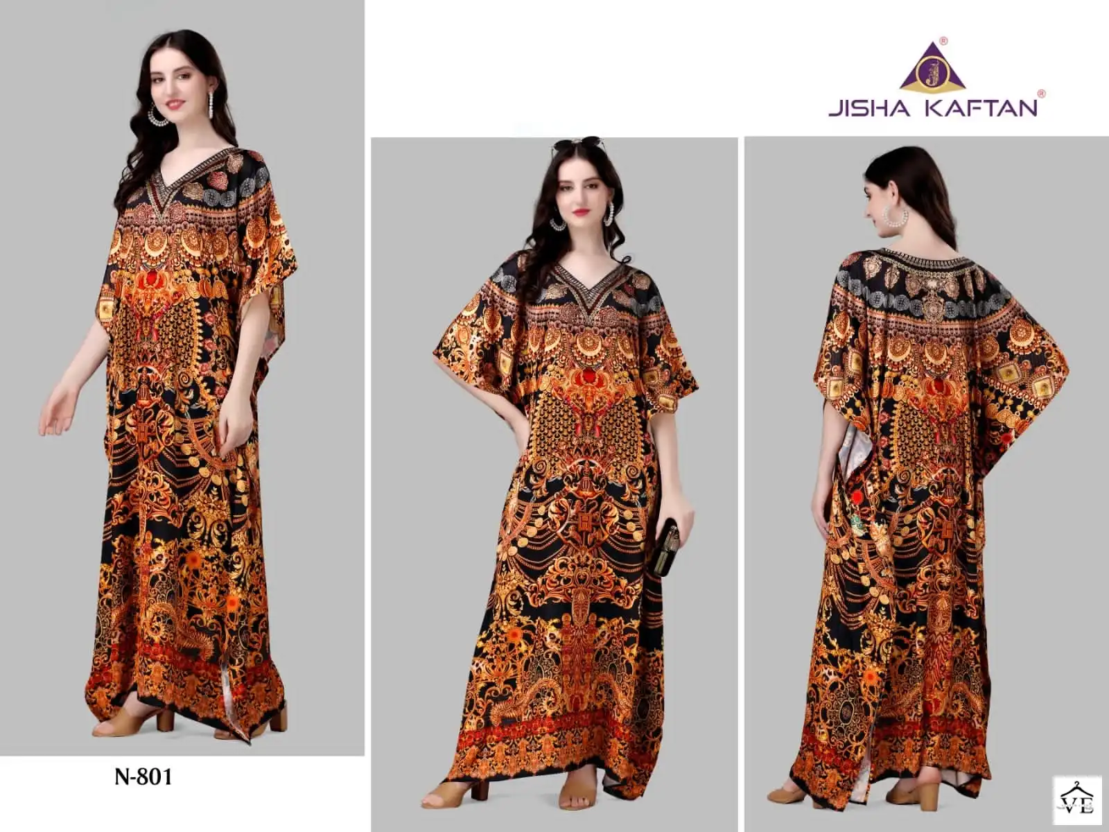 Jisha Nazakat Vol 8 Smooth Satin Wholesale Kaftan Catalog — Wholesale Kurtis, MPA wholesale from Surat — view 5