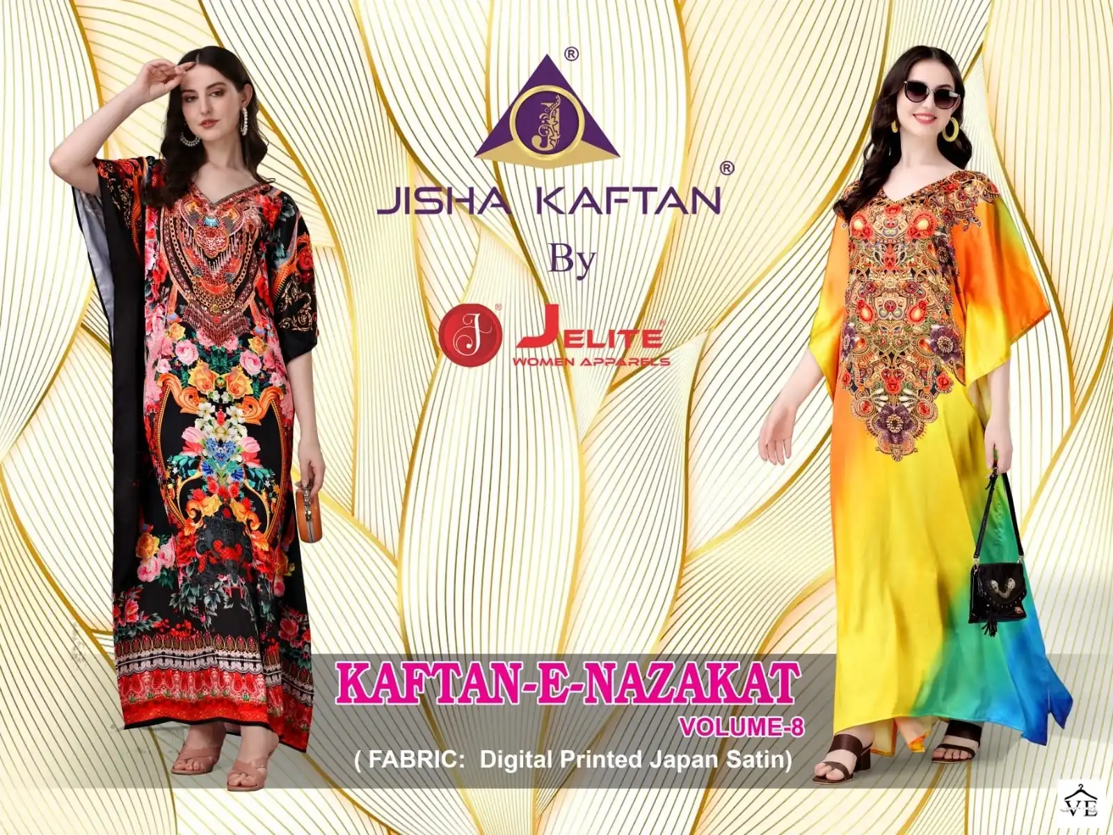Jisha Nazakat Vol 8 Smooth Satin Wholesale Kaftan Catalog — Wholesale Kurtis, MPA wholesale from Surat — view 6