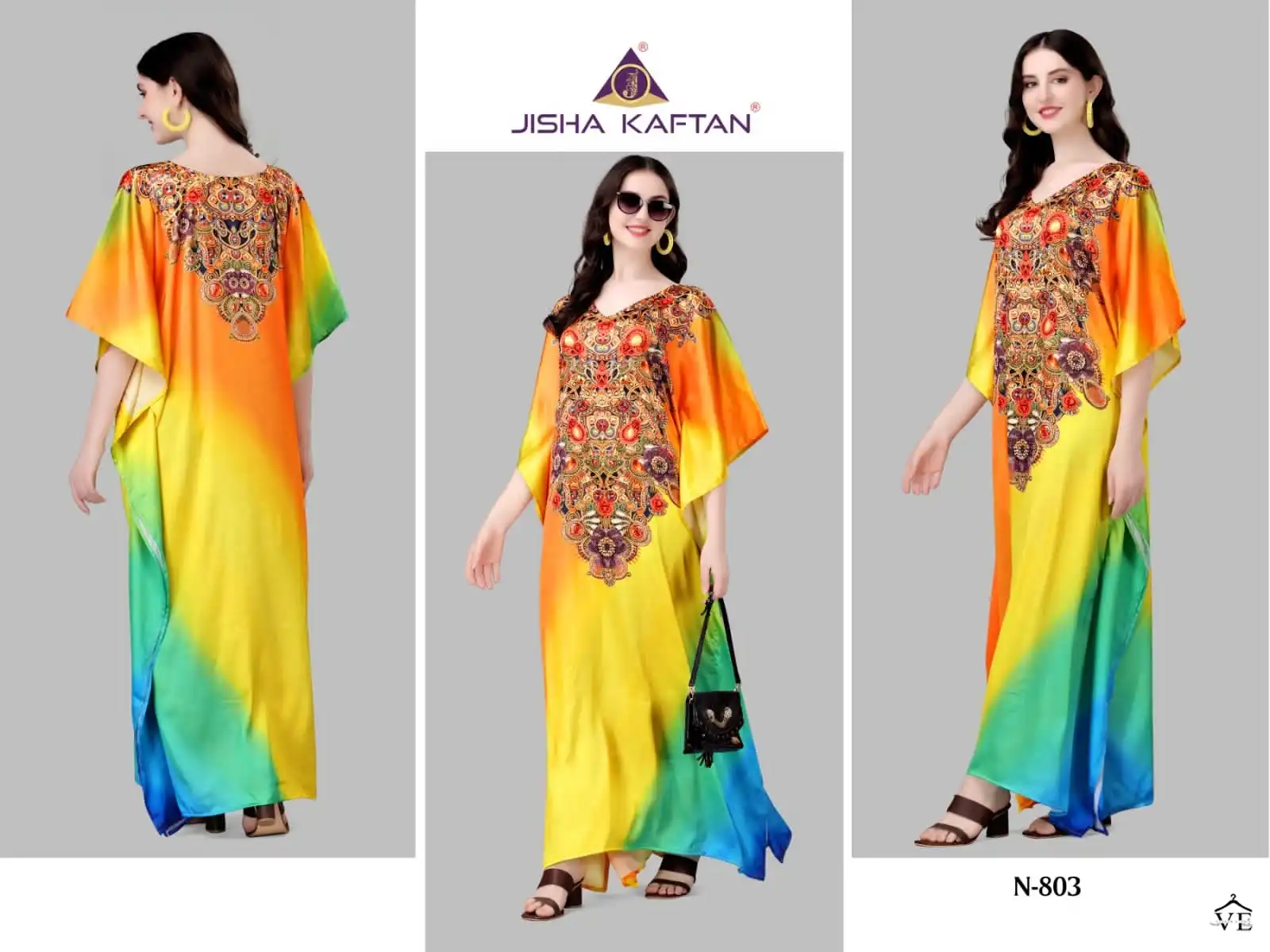 Jisha Nazakat Vol 8 Smooth Satin Wholesale Kaftan Catalog — Wholesale Kurtis, MPA wholesale from Surat — view 7