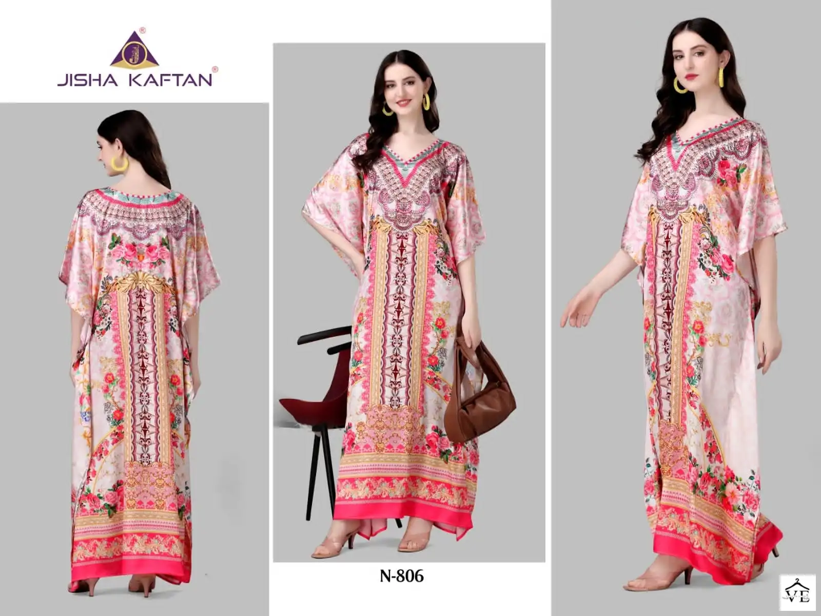 Jisha Nazakat Vol 8 Smooth Satin Wholesale Kaftan Catalog — Wholesale Kurtis, MPA wholesale from Surat — view 3