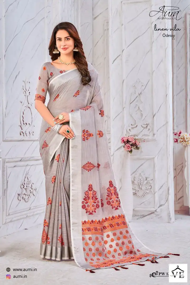 Aura Odessy V-3 Linen Wholesale Saree Catalog — Wholesale Sarees, MPA wholesale from Surat — view 3