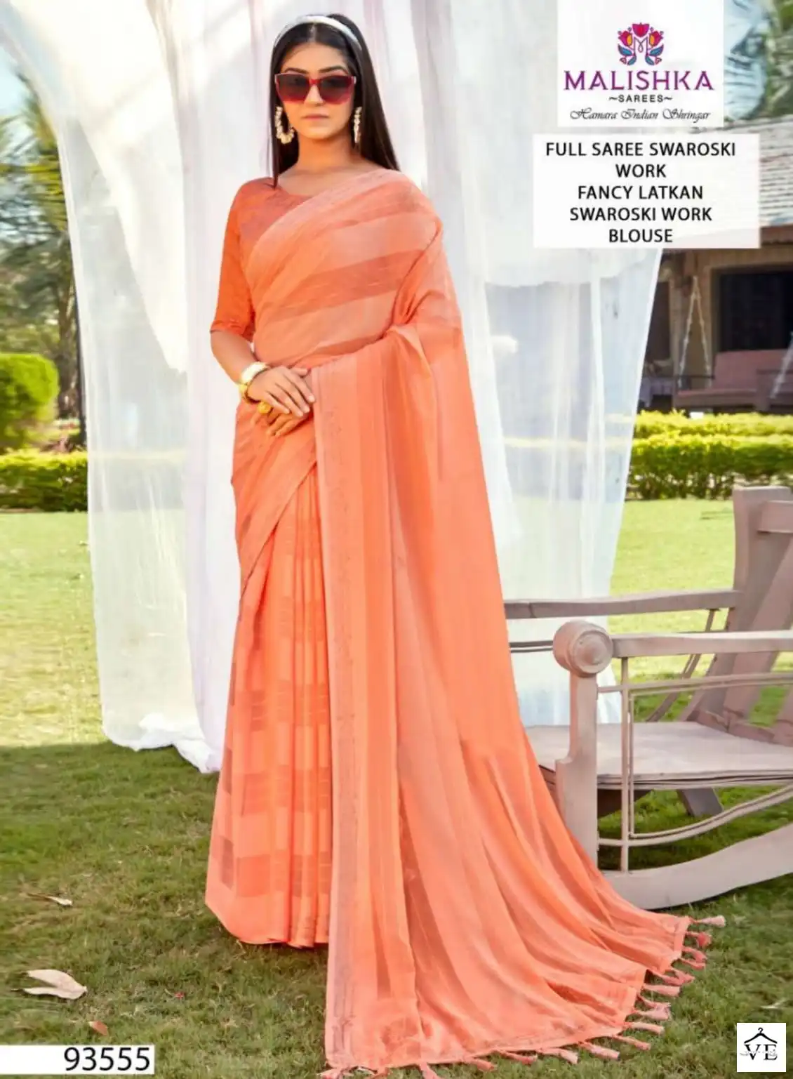 Malishka Padmini Wetless Kalrav Wholesale Saree Catalog — Wholesale Sarees, MPA wholesale from Surat — view 1