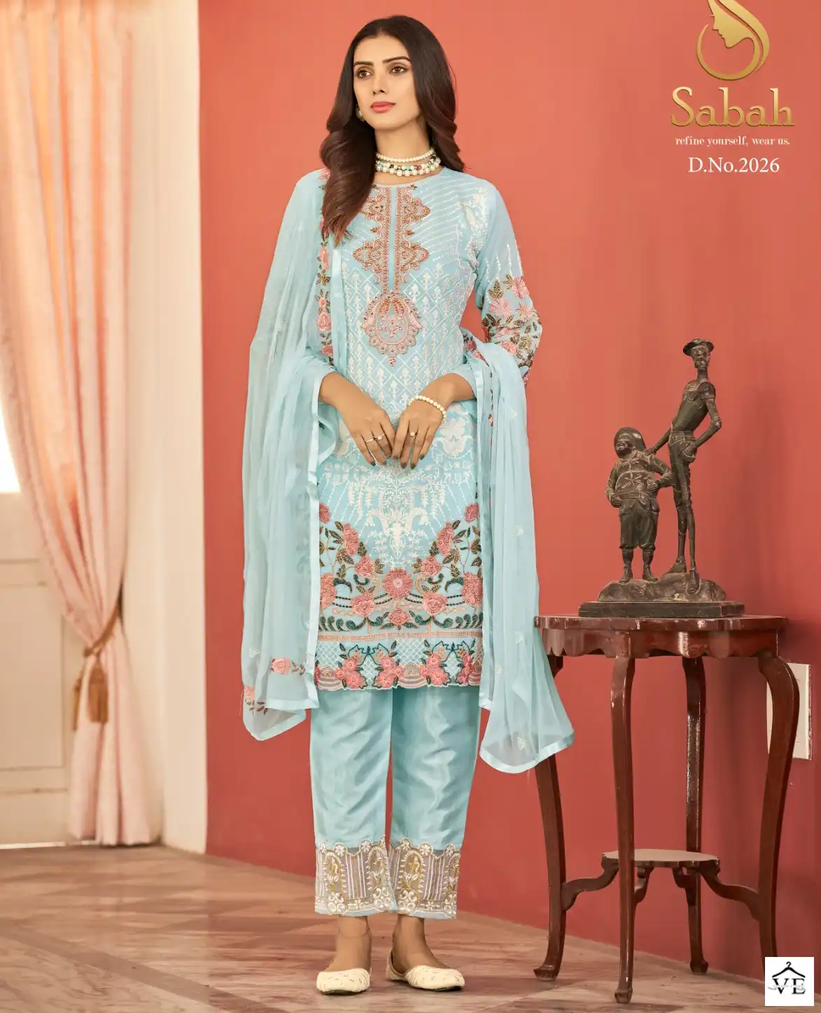 Sabah Pakiza Heavy Faux Georgette Wholesale Pakistani Suits Catalog — Wholesale Salwar Suits, MPA wholesale from Surat — view 1