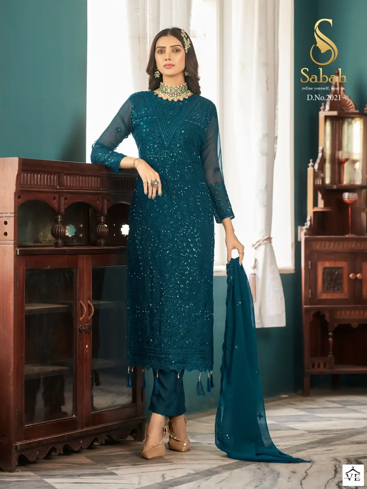 Sabah Pakiza Heavy Faux Georgette Wholesale Pakistani Suits Catalog — Wholesale Salwar Suits, MPA wholesale from Surat - Gallery Image 5