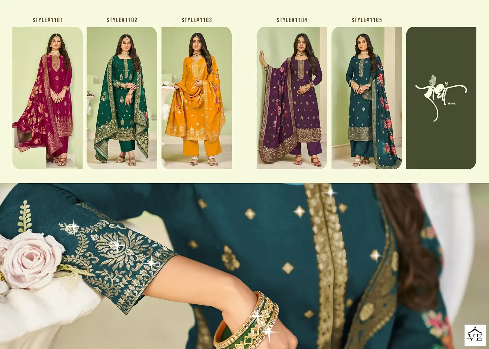 Radha Pallavi Pure Viscose Dola Jacquard Wholesale Salwar Suit Catalog — Wholesale Salwar Suits, MPA wholesale from Surat — view 6
